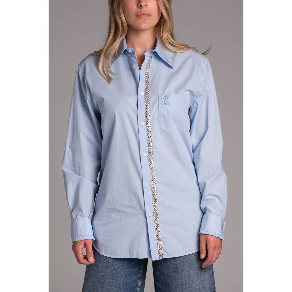 NEW N°21 long sleeve with crystals shirt in sky blue - Picture 3 of 3